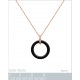 Pendentif Anneau Plaqué or rose 18 carats, Céramique noire et Oxydes de Zirconium