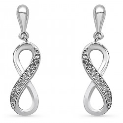 Boucles d'oreilles Infini en Argent 925 rhodié et Oxydes Zirconium