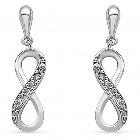 Boucles d'oreilles Infini en Argent 925 rhodié et Oxydes Zirconium