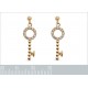 Boucles d'oreilles Clef Plaqué Or 18 carats et Oxydes Zirconium