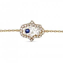 Bracelet Main de Fatma Plaqué Or 18 carats et Oxydes Zirconium