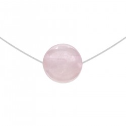 Collier ras de cou fil nylon, Argent 925 et Quartz rose