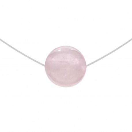 Collier ras de cou fil nylon, Argent 925 et Quartz rose