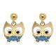 Boucles d'oreilles Chouette Plaqué Or 18 carats et Oxydes Zirconium
