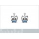 Boucles d'oreilles Chouette en Argent 925 rhodié et Oxydes Zirconium