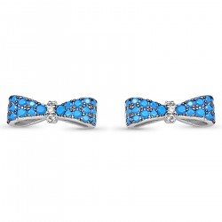 Boucles d'oreilles Noeud Papillon en Argent 925 rhodié et Oxydes Zirconium