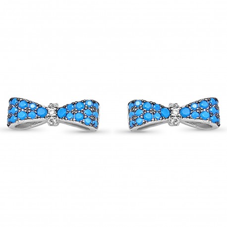 Boucles d'oreilles Noeud Papillon en Argent 925 rhodié et Oxydes Zirconium