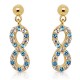 Boucles d'oreilles Infini Plaqué Or 18 carats et Oxydes Zirconium bleus et blancs