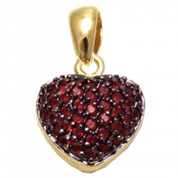 Pendentif Coeur Plaqué or 18 carats et Oxydes de Zirconium rouges