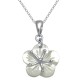 Pendentif Fleur en Argent 925 rhodié et Nacre
