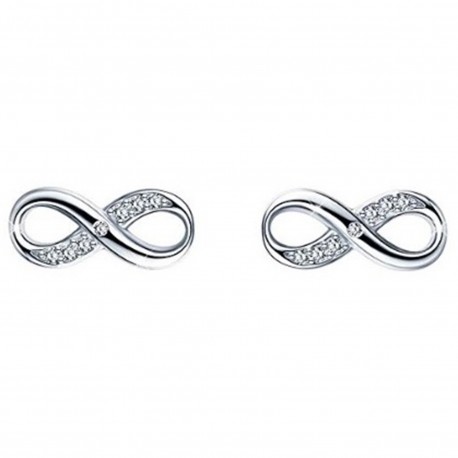 Boucles d'oreilles Infini en Argent 925 rhodié et Oxydes Zirconium