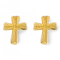 Boucles d'oreilles enfant Croix Plaqué Or 18 carats