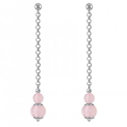 Boucles d'oreilles en Argent 925 rhodié et Quartz rose