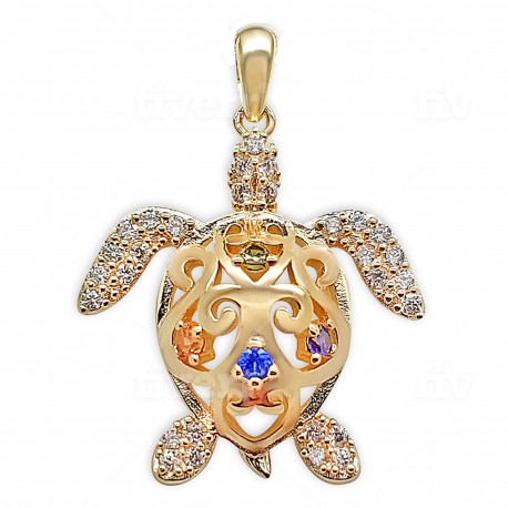 Pendentif Tortue Plaqué or 18 carats et Oxydes de Zirconium