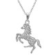 Pendentif Cheval en Argent 925 rhodié et Oxydes Zirconium