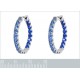 Boucles d'oreilles Créoles en Argent 925 rhodié et Oxydes Zirconium bleus