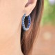 Boucles d'oreilles Créoles en Argent 925 rhodié et Oxydes Zirconium bleus