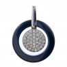 Pendentif en Argent 925 rhodié, Céramique bleue et Oxydes Zirconium