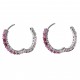 Boucles d'oreilles Créoles en Argent 925 rhodié et Oxydes Zirconium rose