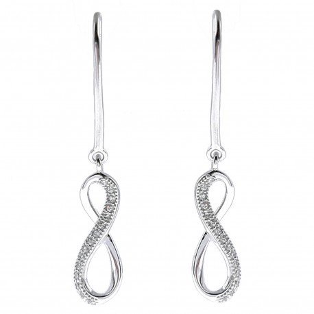 Boucles d'oreilles Infini en Argent 925 rhodié et Oxydes Zirconium