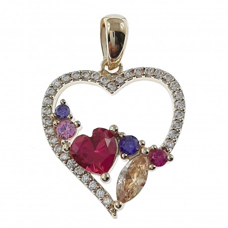 Pendentif Coeur Plaqué or 18 carats et Oxydes de Zirconium