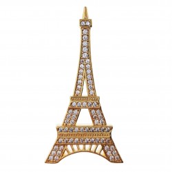 Pendentif Tour Eiffel Plaqué or 18 carats et Oxydes de Zirconium
