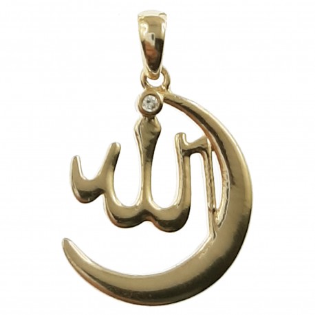 Pendentif Allah Plaqué or 18 carats et Oxyde de Zirconium