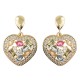 Boucles d'oreilles Coeur Plaqué Or 18 carats et Oxydes Zirconium multicolores