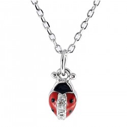 Collier Coccinelle en Argent 925 rhodié et Oxydes Zirconium