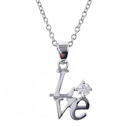 Collier Love en Argent 925 rhodié et Swarovski® Zirconia