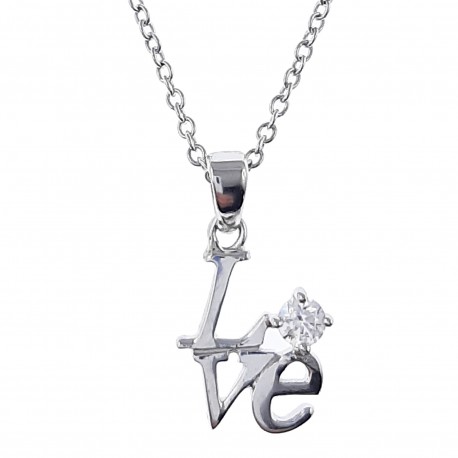 Collier Love en Argent 925 rhodié et Swarovski® Zirconia