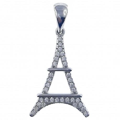 Pendentif Tour Eiffel en Argent 925 rhodié et Oxydes Zirconium