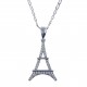 Pendentif Tour Eiffel en Argent 925 rhodié et Oxydes Zirconium