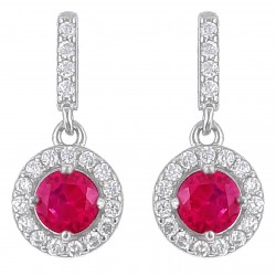 Boucles d'oreilles en Argent 925 rhodié et Oxydes Zirconium rose