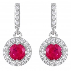 Boucles d'oreilles en Argent 925 rhodié et Oxydes Zirconium rose