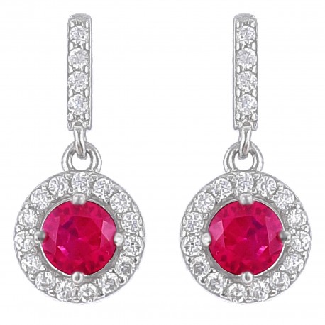 Boucles d'oreilles en Argent 925 rhodié et Oxydes Zirconium rose