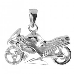 Pendentif Moto de course en Argent 925 rhodié