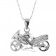 Pendentif Moto de course en Argent 925 rhodié