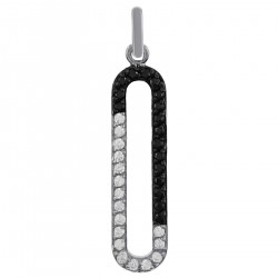 Pendentif en Argent 925 rhodié et Oxydes Zirconium noirs et blancs