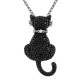 Pendentif Chat en Argent 925 rhodié et Oxydes Zirconium noirs