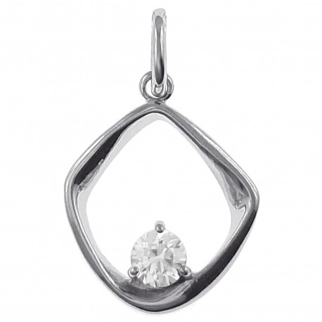 Pendentif en Argent 925 rhodié et Oxyde Zirconium