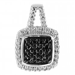 Pendentif en Argent 925 rhodié et Oxydes Zirconium noirs et blancs