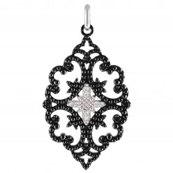 Pendentif en Argent 925 rhodié et Oxydes Zirconium noirs et blancs