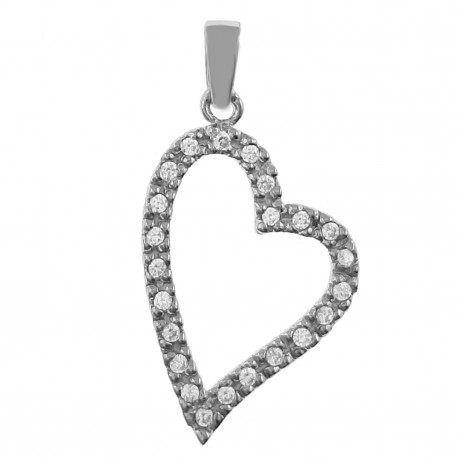 Pendentif Coeur en Argent 925 rhodié et Oxydes Zirconium