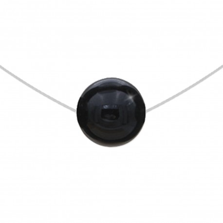 Collier ras de cou fil nylon, Argent 925 et Onyx