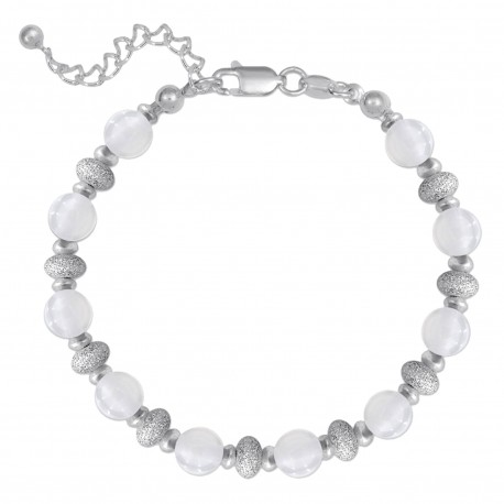 Bracelet en Argent 925 et Jade blanc