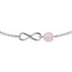 Bracelet Infini en Argent 925 rhodié et Quartz rose