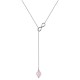 Collier cravate en Argent 925 rhodié et Quartz rose