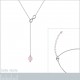 Collier cravate en Argent 925 rhodié et Quartz rose