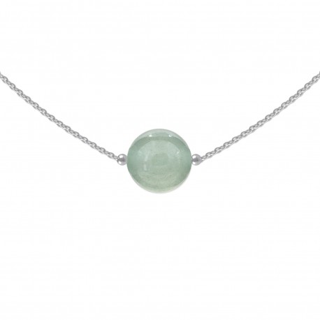 Collier ras de cou en Argent 925 rhodié et Aventurine